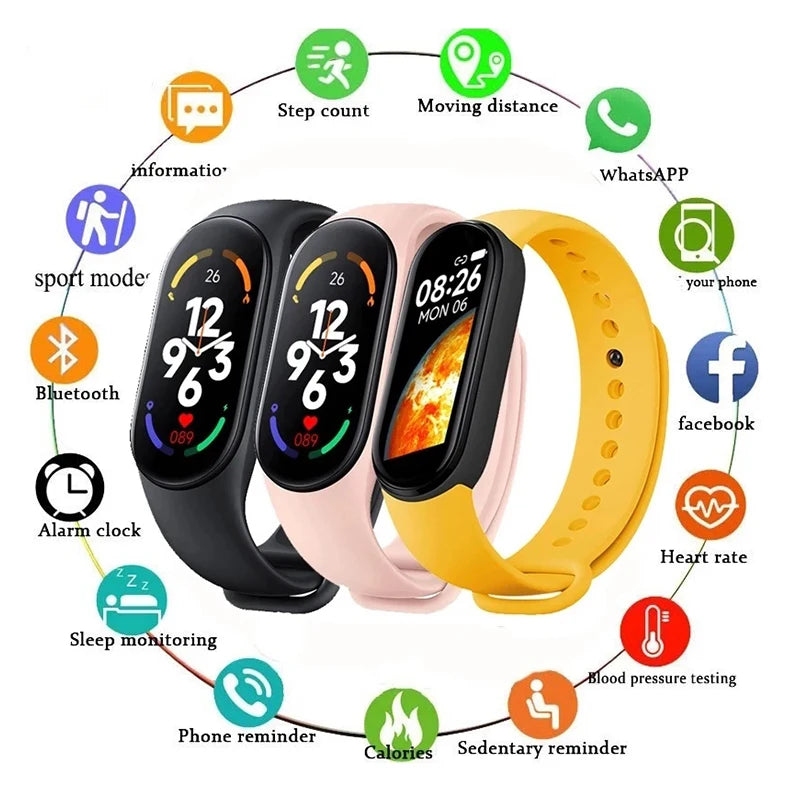 Smart Watch Smartband Heart Rate Smartwatch M7 Fitness Tracker Blood Pressure Sport Bracelet for Mi Band 7 Men Women