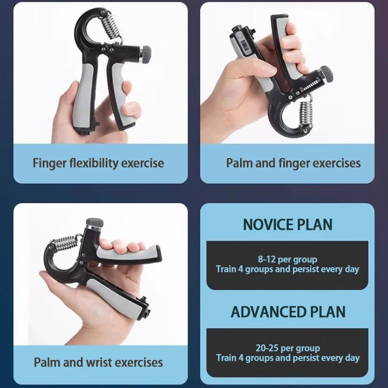 5-60Kg Adjustable Hand Grip Strengthener Hand Grip Trainer with Counter Wrist Forearm and Hand Exerciser for Muscle Building