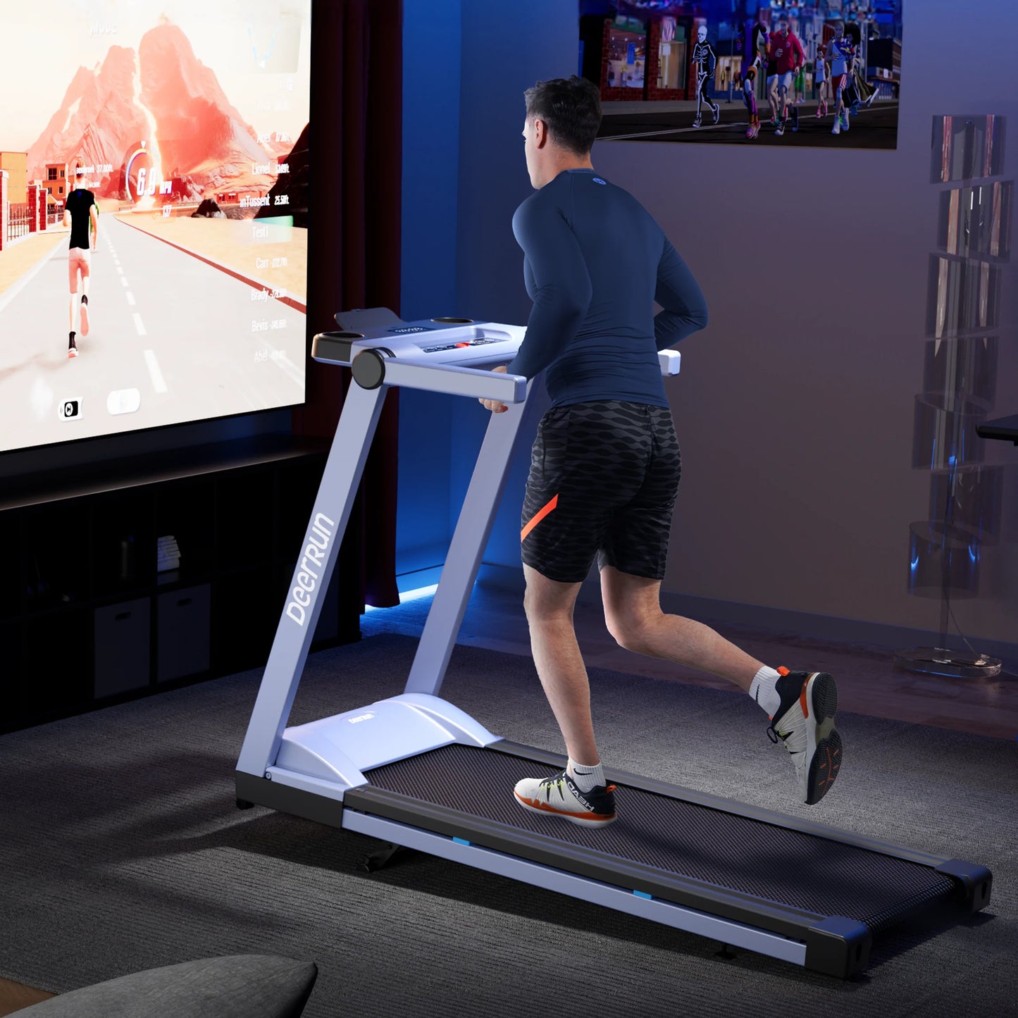 Deerrun A1 Pro Move+ 6% Incline Foldable Treadmill——2025 Upgraded Chip & NFC Support | 350Lbs, 10Mph Blue