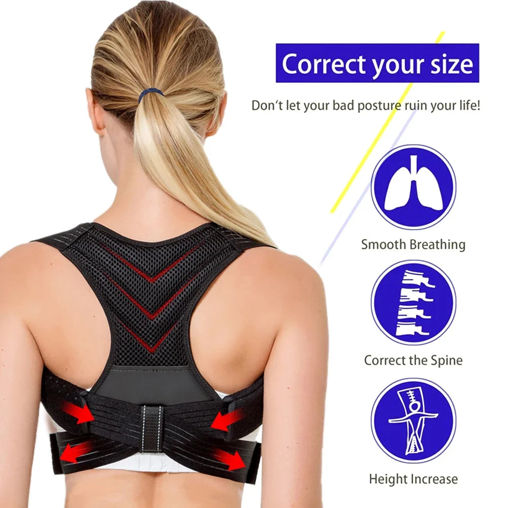 Adjustable Posture Corrector Breathable Back Straightener, Upper Back Brace Providing Pain Relief from Neck, Shoulder