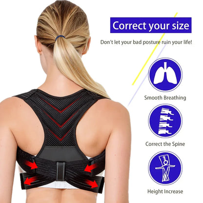 Adjustable Posture Corrector Breathable Back Straightener, Upper Back Brace Providing Pain Relief from Neck, Shoulder