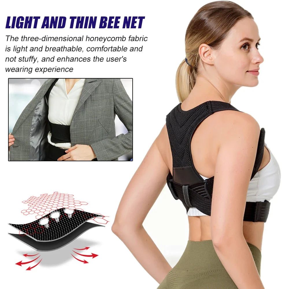 Adjustable Posture Corrector Breathable Back Straightener, Upper Back Brace Providing Pain Relief from Neck, Shoulder
