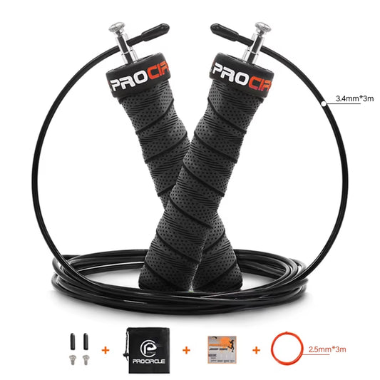 Crossfit Jump Rope for Speed and Weighted, Adjustable Wire Skipping Rope, Extra Cable, Ball Bearings, Anti-Slip Handle