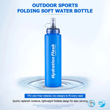 Foldable TPU Soft Flask Water Bottles 250Ml 500Ml 750Ml Running Hydration Pack Waist Bag Vest Outdoors Sport Water Bottle Bag
