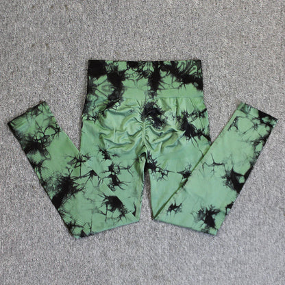Tie Dye Seamless Leggings for Women High Waist Yoga Pants, Scrunch Butt Lifting Elastic Tights