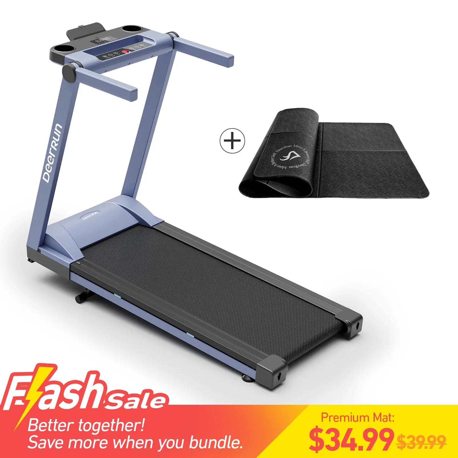 Deerrun A1 Pro Move+ 6% Incline Foldable Treadmill——2025 Upgraded Chip & NFC Support | 350Lbs, 10Mph Blue