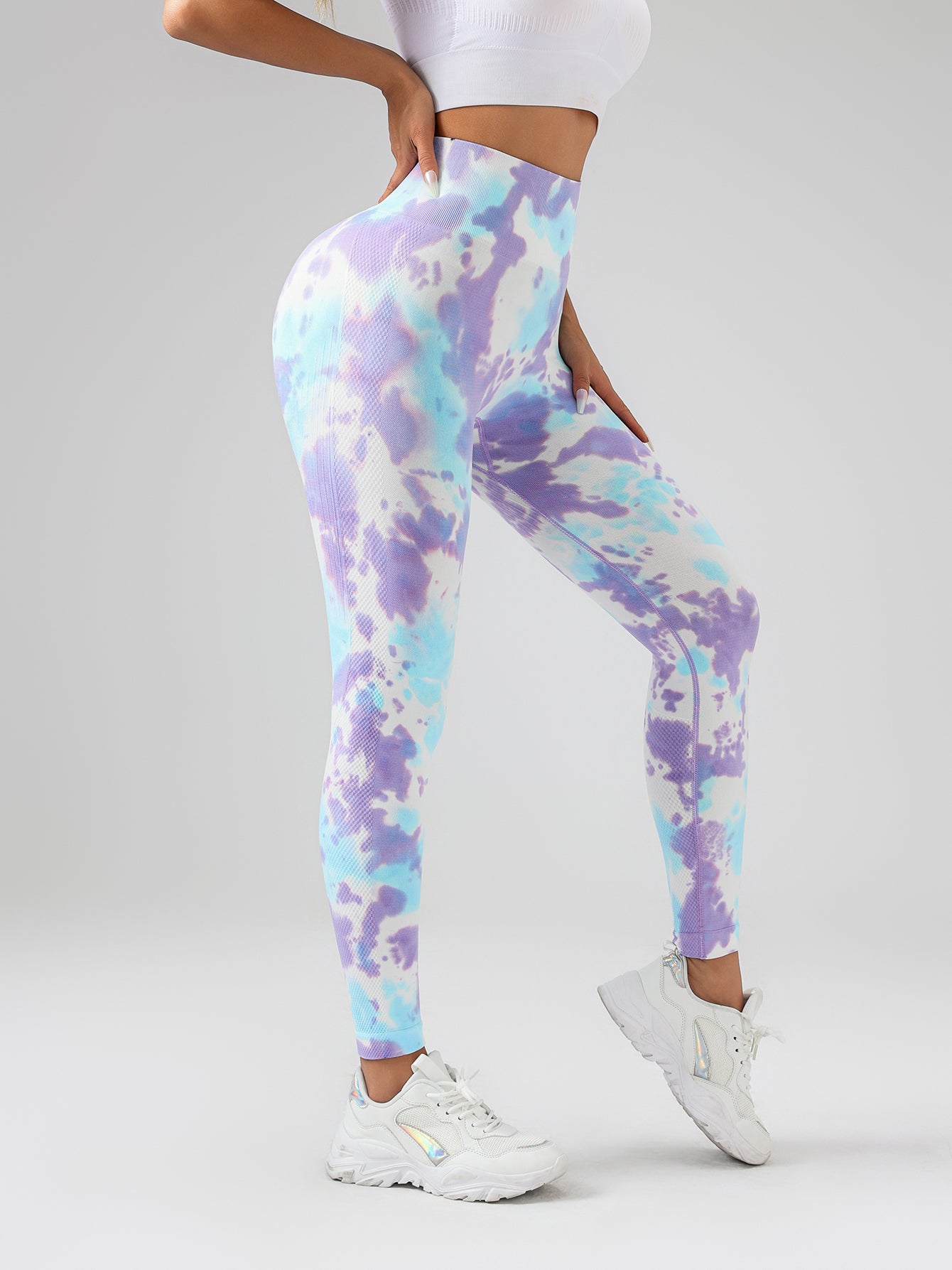 Tie Dye Scrunch Butt Lifting Seamless Leggings for Women High Waist Yoga Pants, Tummy Control Running Workout Tight