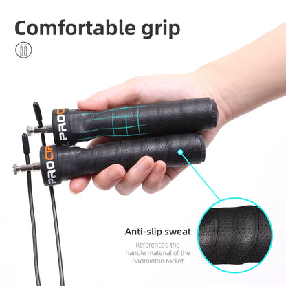 Crossfit Jump Rope for Speed and Weighted, Adjustable Wire Skipping Rope, Extra Cable, Ball Bearings, Anti-Slip Handle