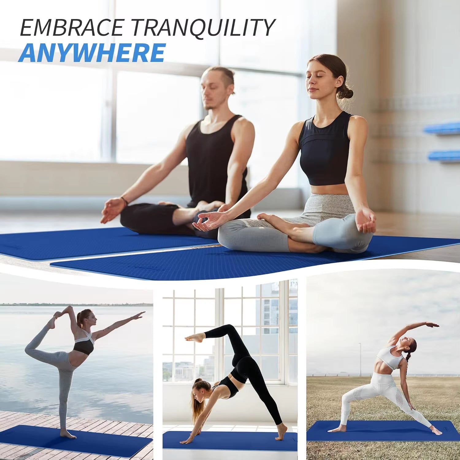 TPE Yoga Mat Non-Slip Extra Thick High-Density Eco Friendly Exercise Mats for Yoga Workout Pilates Mats for Women Men 6Mm 8Mm
