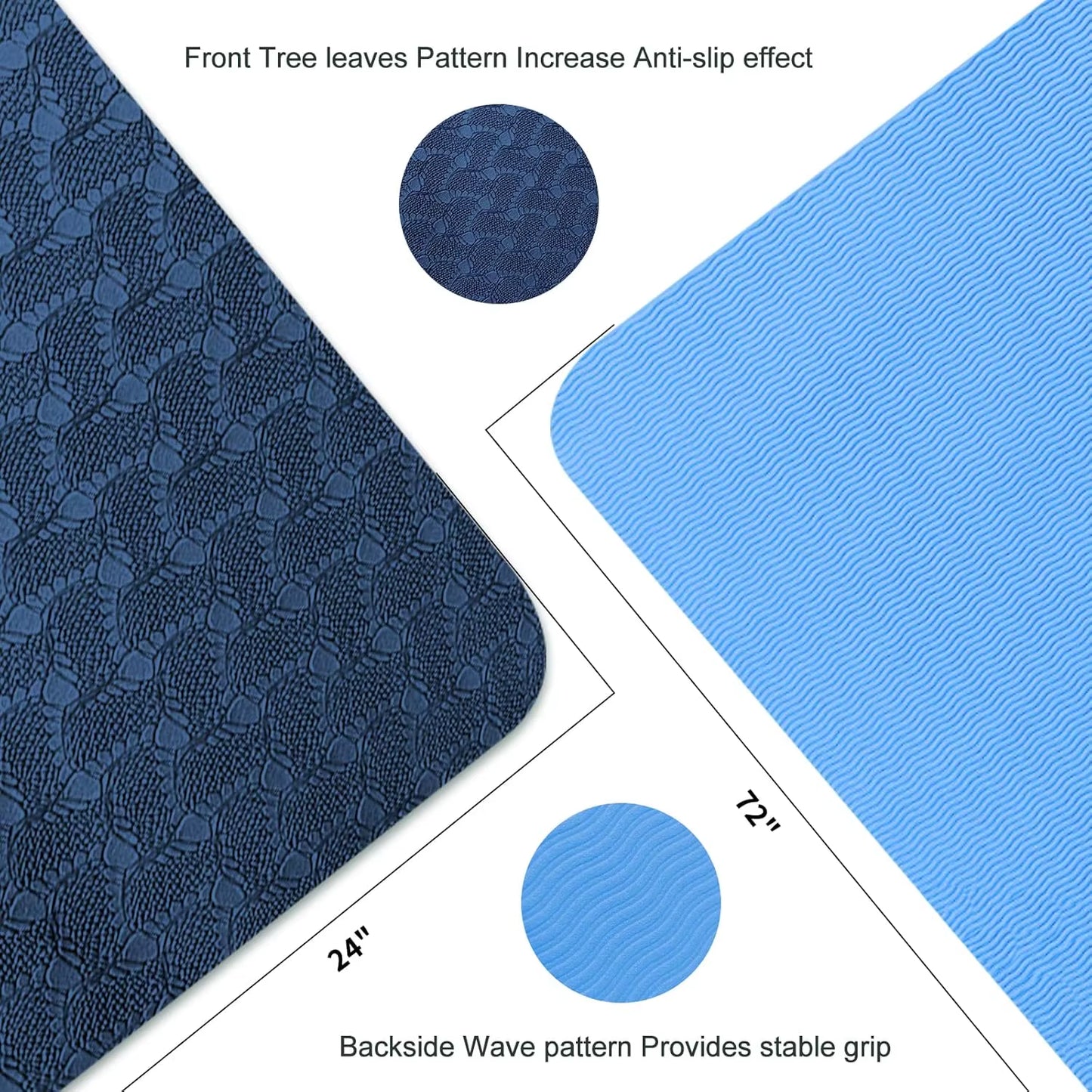 TPE Yoga Mat Non-Slip Extra Thick High-Density Eco Friendly Exercise Mats for Yoga Workout Pilates Mats for Women Men 6Mm 8Mm