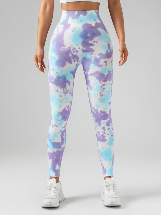 Tie Dye Scrunch Butt Lifting Seamless Leggings for Women High Waist Yoga Pants, Tummy Control Running Workout Tight