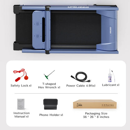 Deerrun A1 Pro Move+ 6% Incline Foldable Treadmill——2025 Upgraded Chip & NFC Support | 350Lbs, 10Mph Blue
