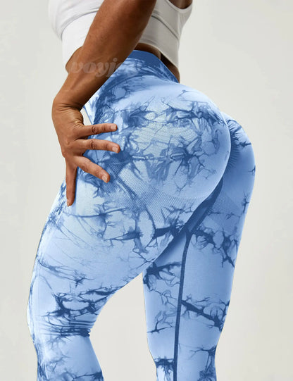 Tie Dye Seamless Leggings for Women High Waist Yoga Pants, Scrunch Butt Lifting Elastic Tights