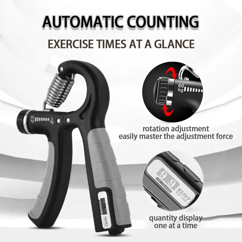 5-60Kg Adjustable Hand Grip Strengthener Hand Grip Trainer with Counter Wrist Forearm and Hand Exerciser for Muscle Building
